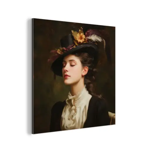 Vrouw - Victoriaans - Portret aluminium wit klein -3d