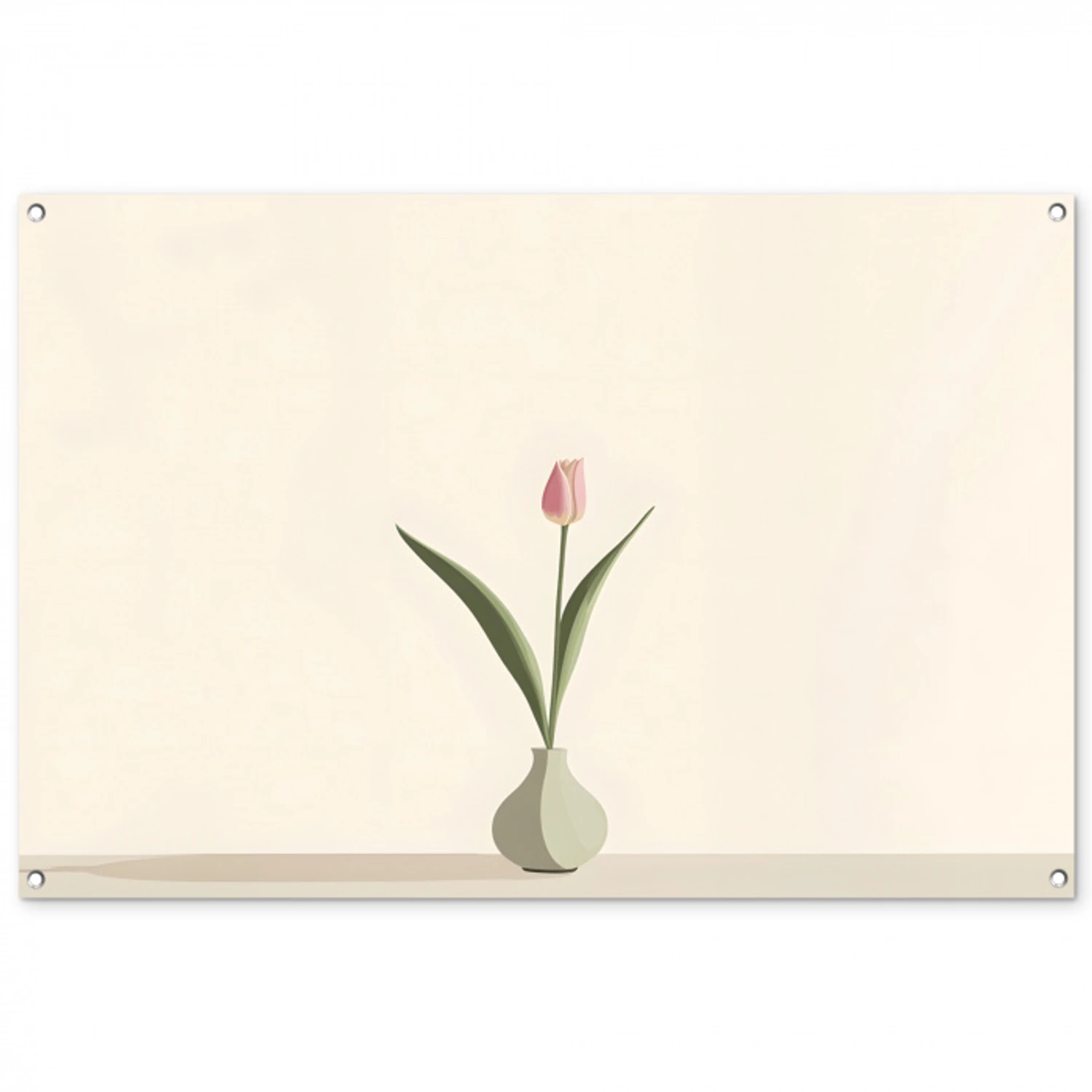 Tulp - Vaas - Beige tuinposter los doek groot -3d