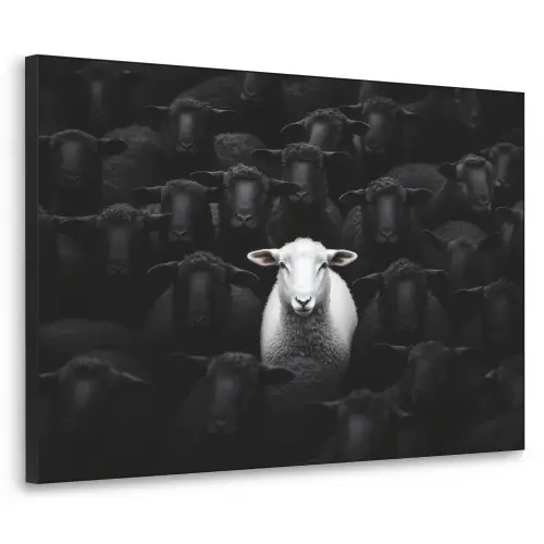Schapen - Wit - Duisternis Textielframe zwart klein -3d