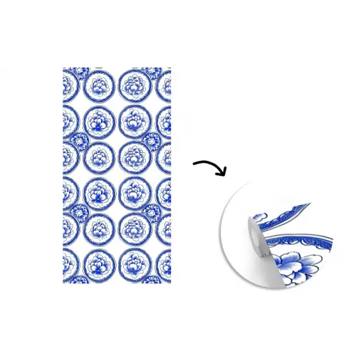 Cirkels - Bloemen - Blauw fotobehang vinyl groot 64 -3d