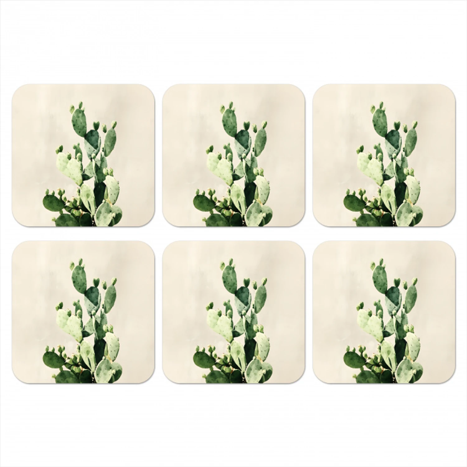 Cactus - Groen - Minimalistisch onderzetter kurk middel -3d