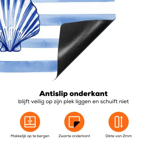 Vier schelpen - Blauw - Wit - Strepen Inductie beschermer vinyl 3mm klein -zzzzzzz-td-onderkant