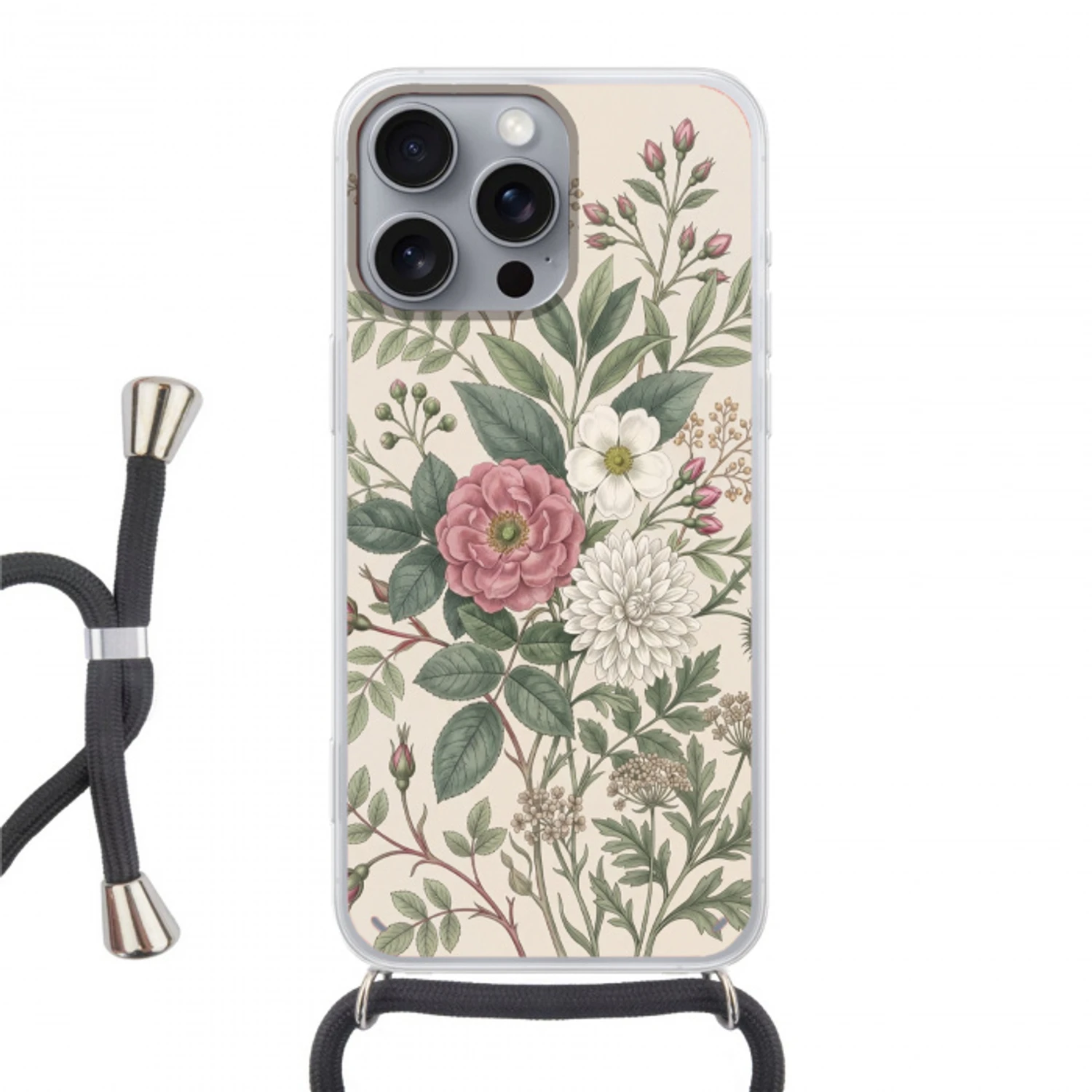 Romantisch - Design - Kleurrijk Hoesje iPhone 16 Pro Max met koord klein -3d