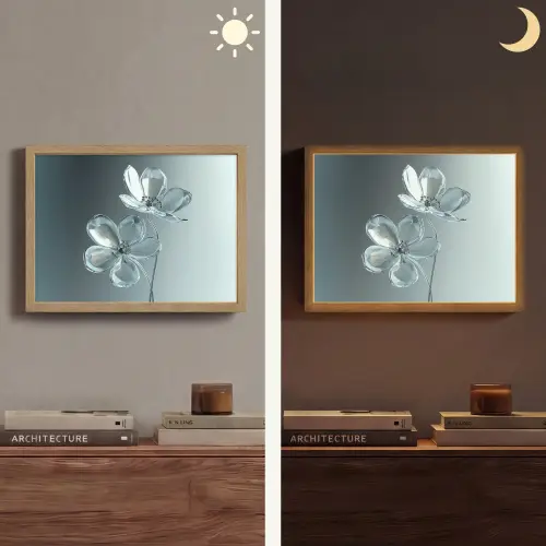 Kristal - Bloemen - Grijs Light Box met batterij (Wandlamp) middel -sfeer3