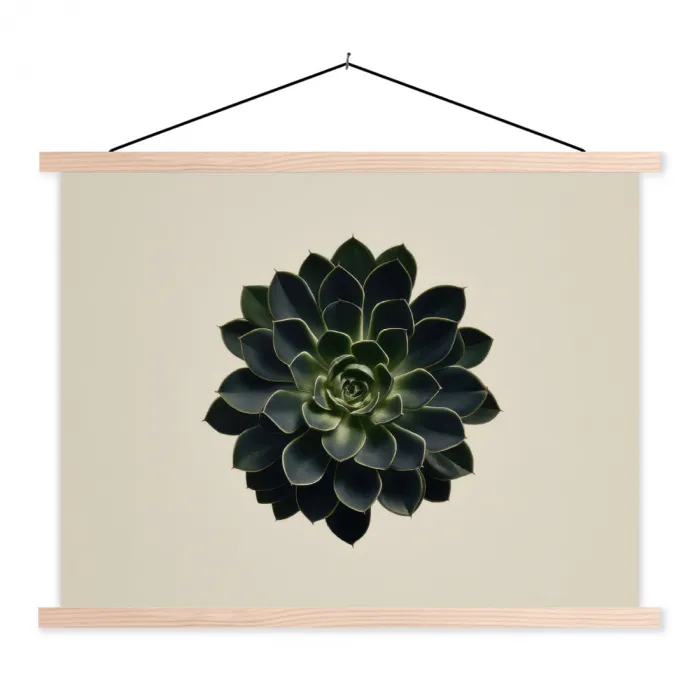 Rozet - Cirkelvormig - Donkergroen textielposter latten blank klein -3d