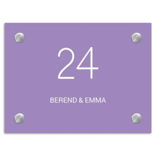 Paars - Klassiek Naambord Rechthoek middel -3d