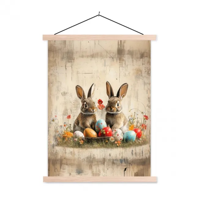 Hanging Poster - Rabbits - Flowers - Eggs