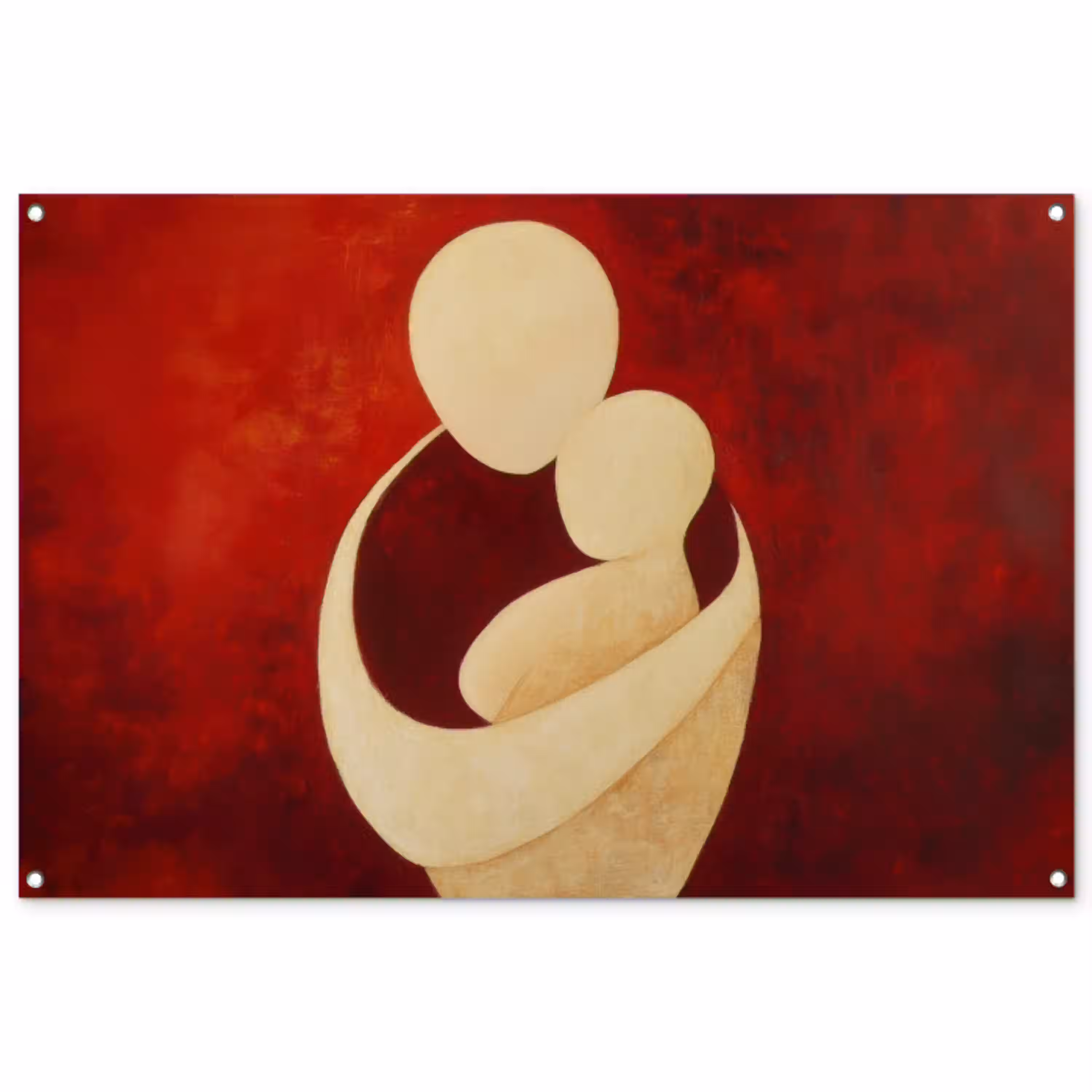 Abstract - Moeder - Kind - Rood tuinposter los doek groot -3d