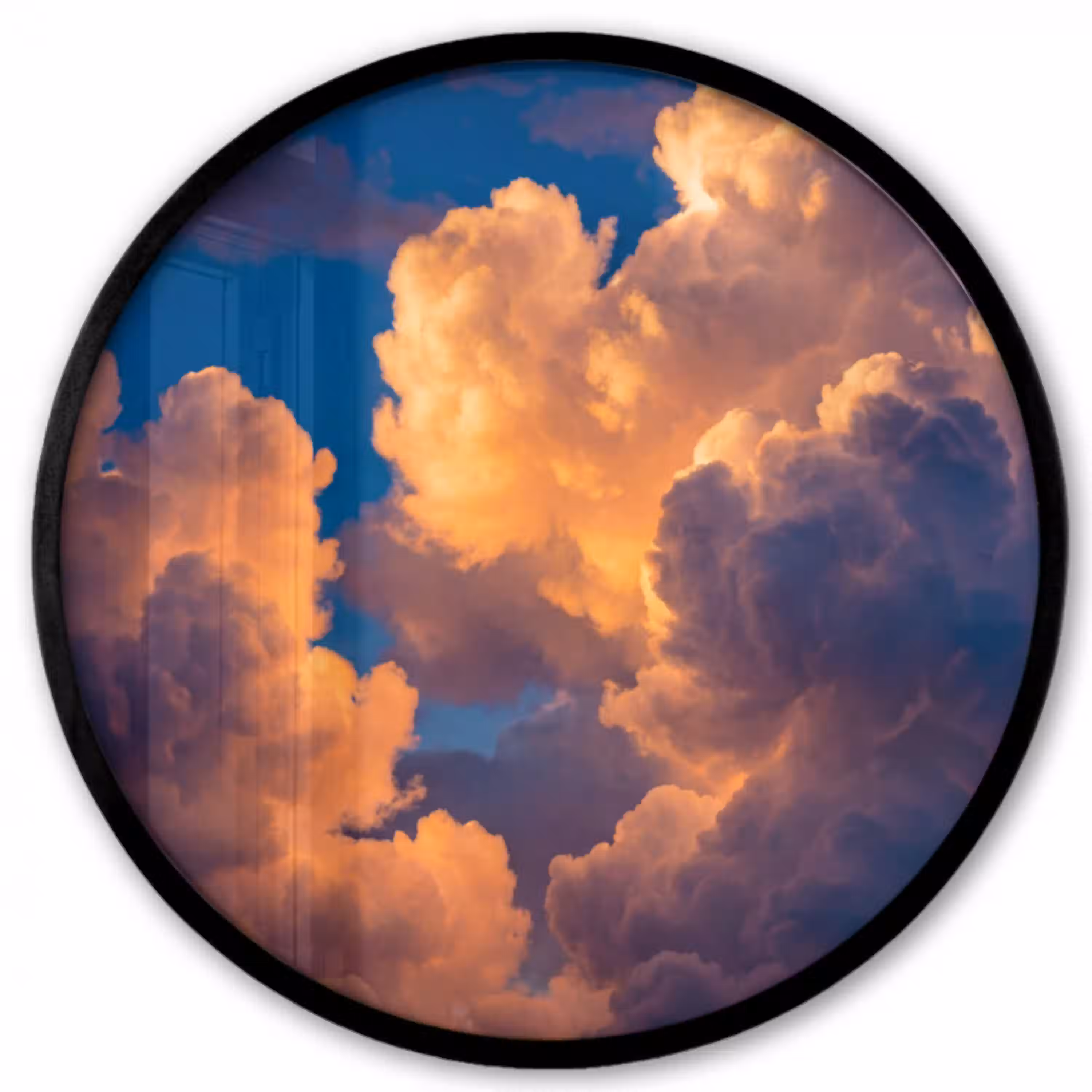 Wolken - Zonsondergang - Natuur - Oranje - Blauw Fotolijst rond zonder passe partout klein -3d