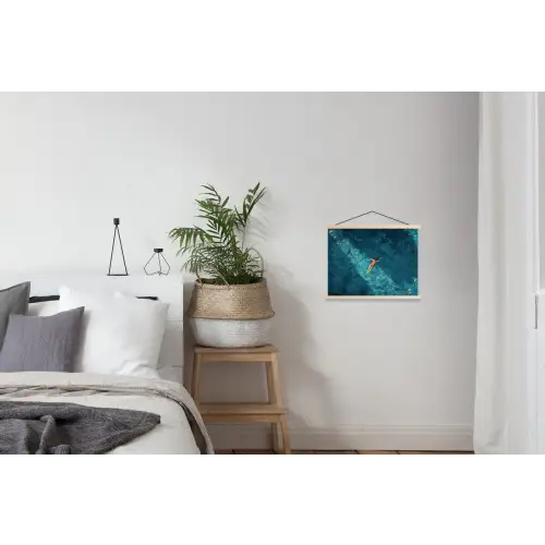 Vrouw - Water - Bikini - Oranje textielposter latten blank klein -woonkamer