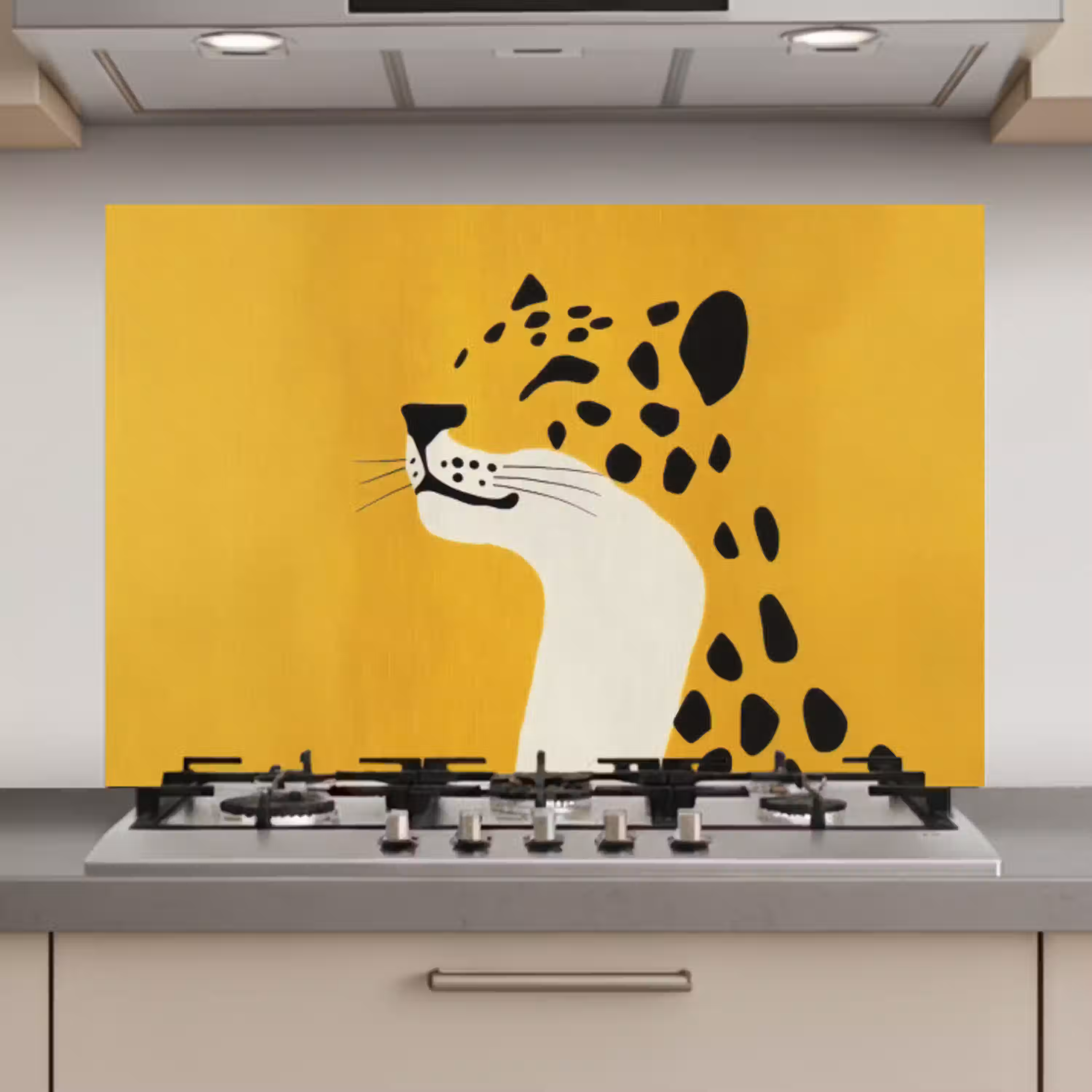 Cheetah - Illustratie - Geel keuken achterwand spatscherm klein -3d_website