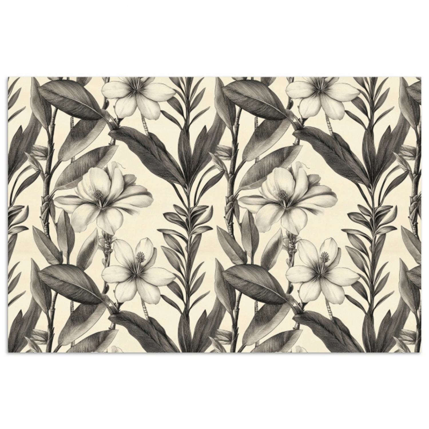 Klassiek - Botanisch - Zwart - Beige poster papier klein 62 -3d