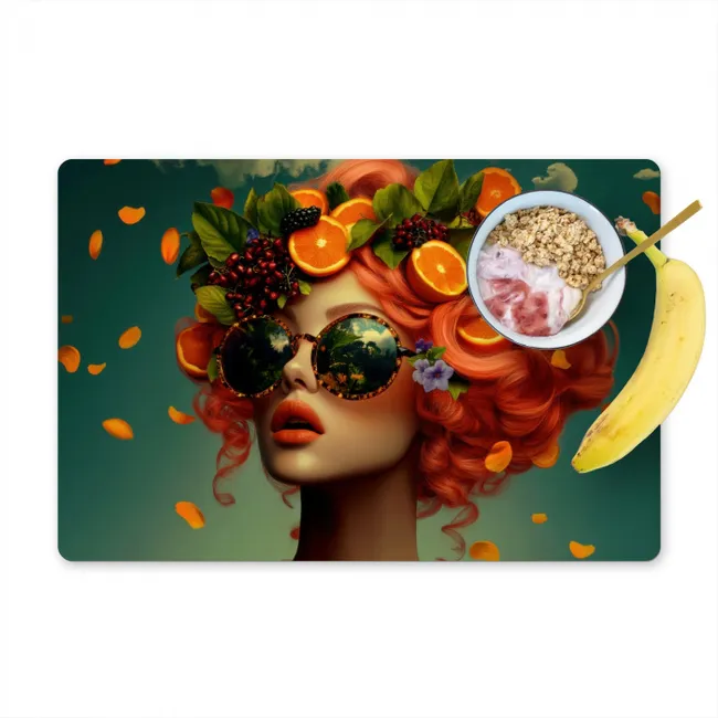 Vrouw - Sinaasappel - Bessen - Oranje Placemat vinyl groot -zzzproduct_Kitchenyeah-website