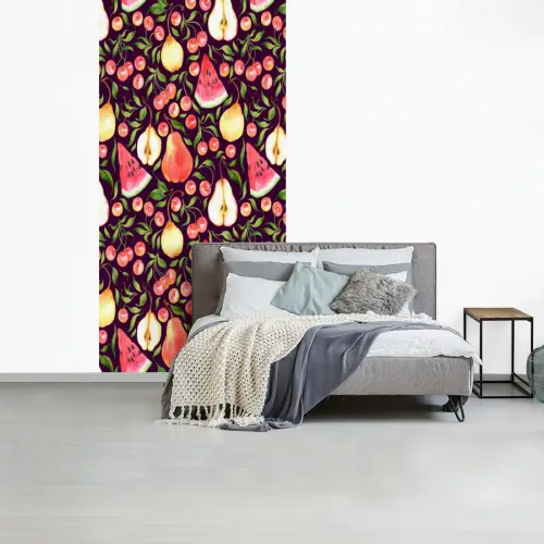 Donker - Bladeren - Fruit - Patroon fotobehang vinyl groot 64 -slaapkamer
