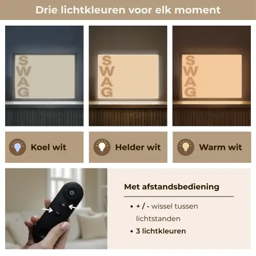 Swag - Bruin - Beige Light Box met batterij (Wandlamp) middel -USP_lichtkleurNL
