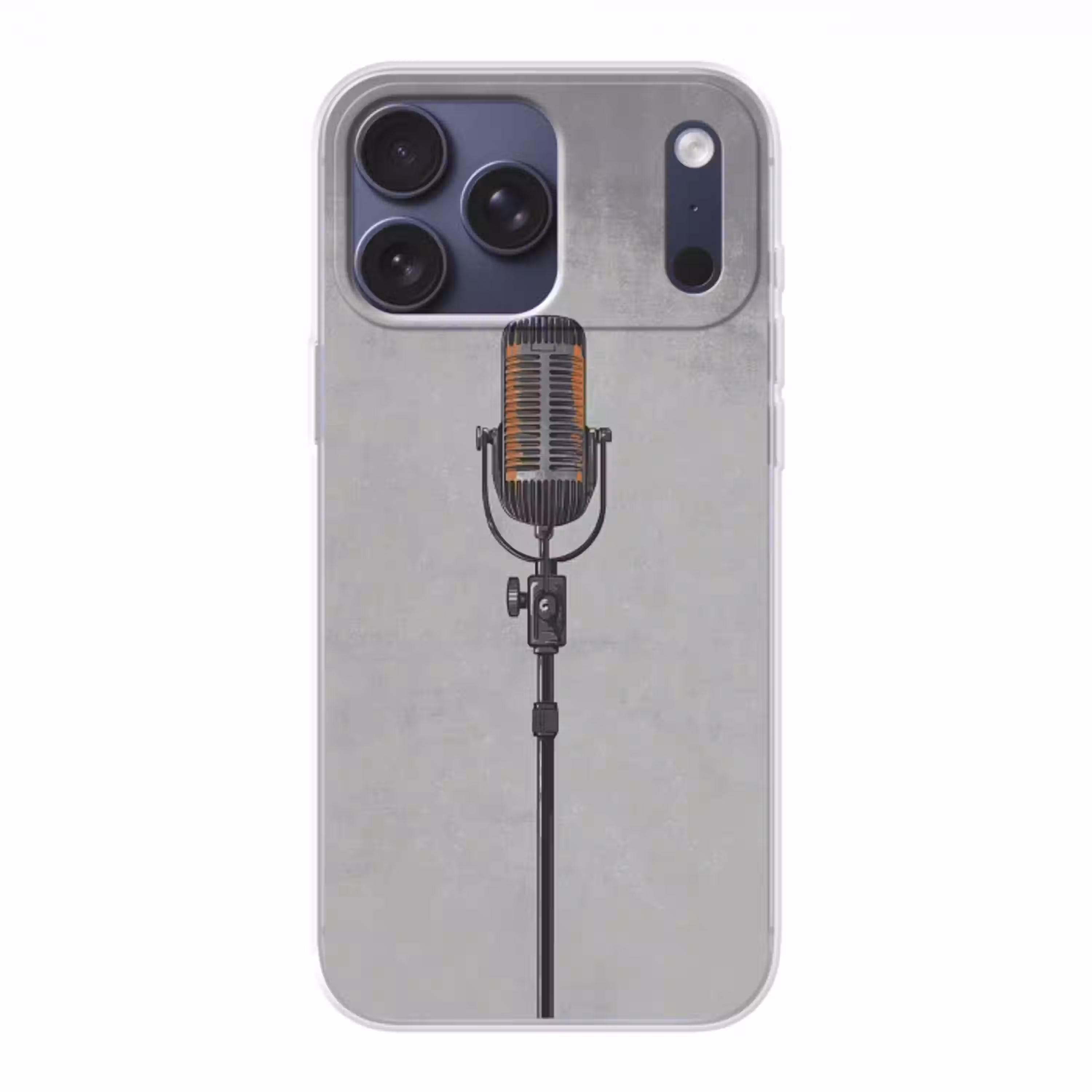 Microfoon - Vintage - Illustratie - Grijs Telefoonhoesje iPhone 17 Pro Max klein -3d