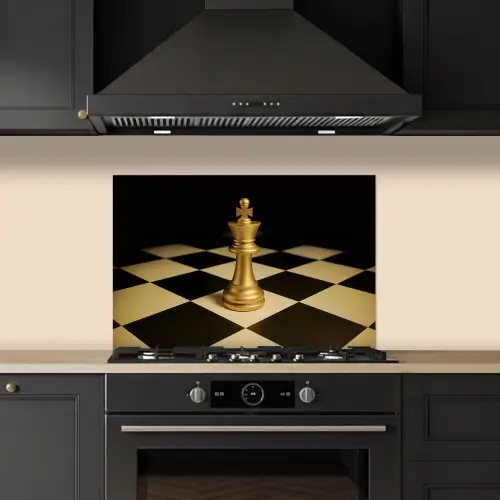 Schaakstuk - Koning - Schaakbord - Geblokt keuken achterwand spatscherm klein -sfeer1