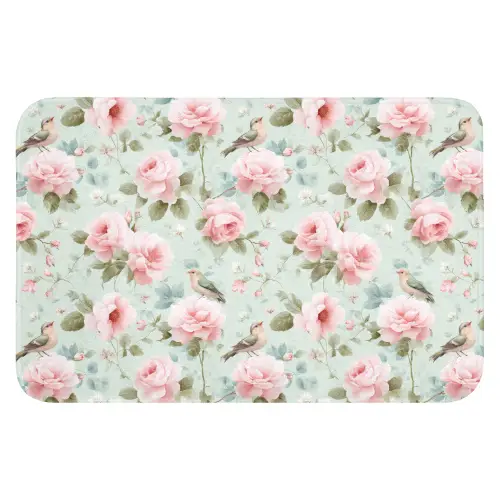 Rozen - Vogels - Pastel - Kleurrijk WCmat klein 1009 -3d