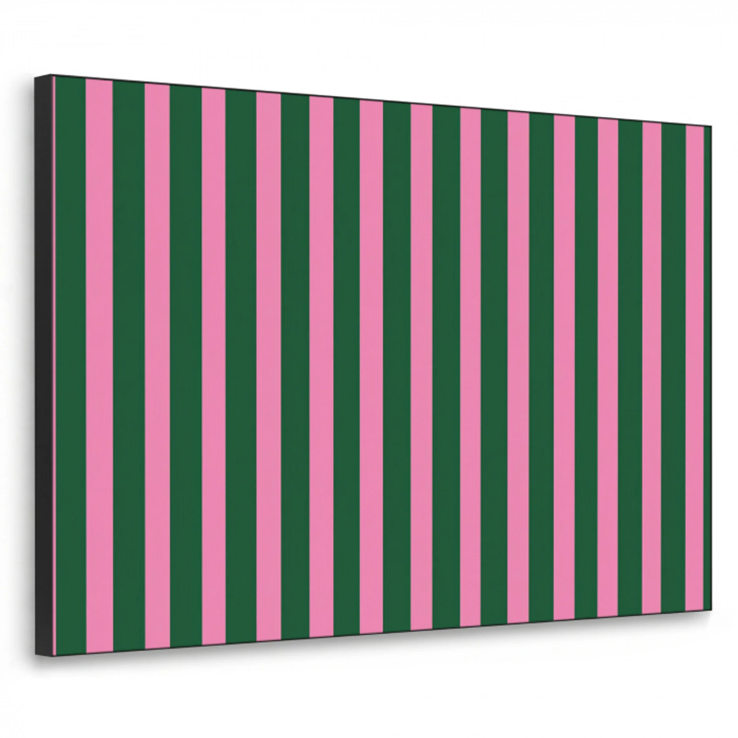 Verticale strepen - Groen - Roze Textielframe zwart klein 947 -3d