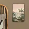 Tropisch landschap - palmbomen - Bloemen - Roze lucht canvas 2cm klein -sfeer3