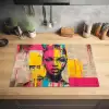 Vrouwengezicht - Krantenpapier - Abstract - Roze Inductie beschermer vinyl 3mm klein -sfeer5