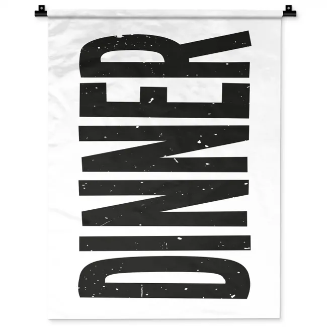 Zwart - Decoratie - Vintage - Eten Wandkleed katoen klein -zz3d