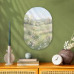 Bloemen veld - Bloemen - Groen Wandcirkel Ovaal Forex klein -sfeer2