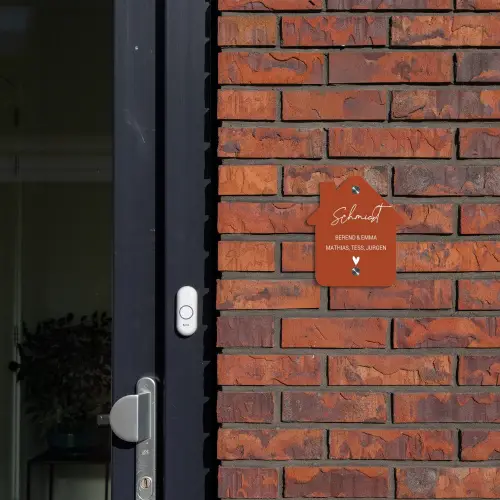 Roestbruin - Sierlijk Naambord Huisje klein -sfeer2