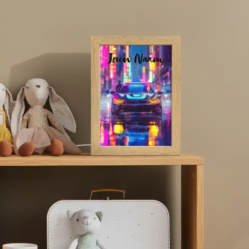 Auto - Politie - Stad - Jongens - Kleurrijk Light Box met kabel (Kinderlampje) klein -sfeer2_kind