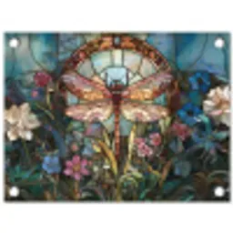 Libelle - Mozaïek - Bloemen - Kleurrijk tuinposter los doek klein -3d