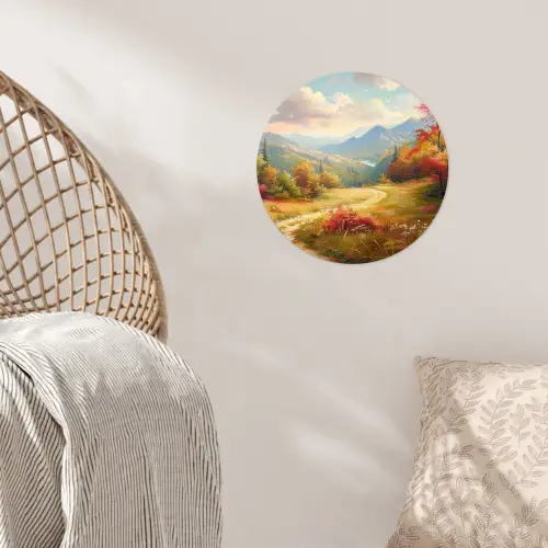 Landschap - Illustratie - Natuur Wandcirkel behangsticker klein -sfeer4