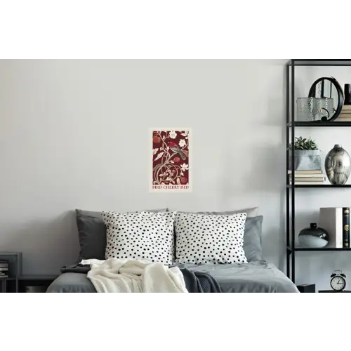 Vogel - Bordeaux - Bloemen - Bessen Muursticker klein -slaapkamer