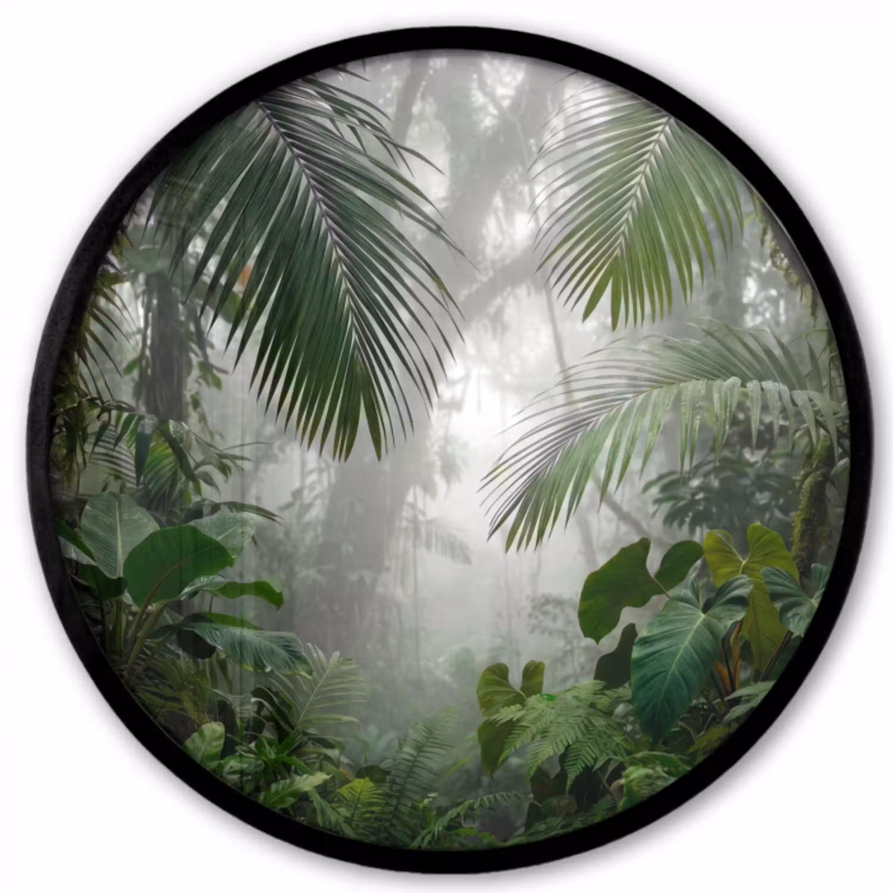 Natuur - Jungle - Mist - Tropisch - Groen Fotolijst rond zonder passe partout klein -3d