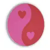 Minimalistisch - Rood - Roze - Hartjes Akoestische PET Vilt - Rond klein -3d