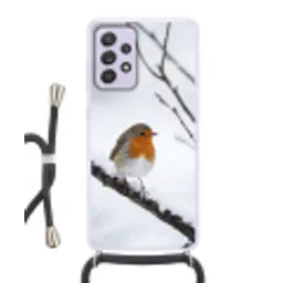 Roodborstje - Tak - Sneeuw - Winter - Levendig Hoesje Samsung Galaxy A52 5G met koord klein -3d