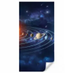 Ruimte - Zonnestelsel - Blauw Behang Vinyl klein -3d