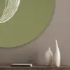 Lijntekening - Appel - Olijfgroen - Blaadje Akoestische PET Vilt - Rond klein -sfeer5_closeup