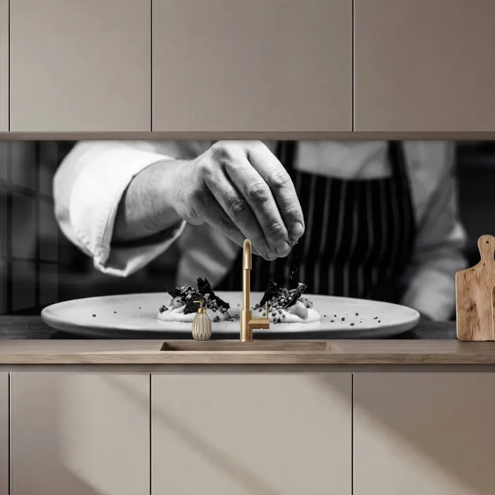 Chef - Garnering - Gerecht keuken achterwand 2 middel zz_3dshopping