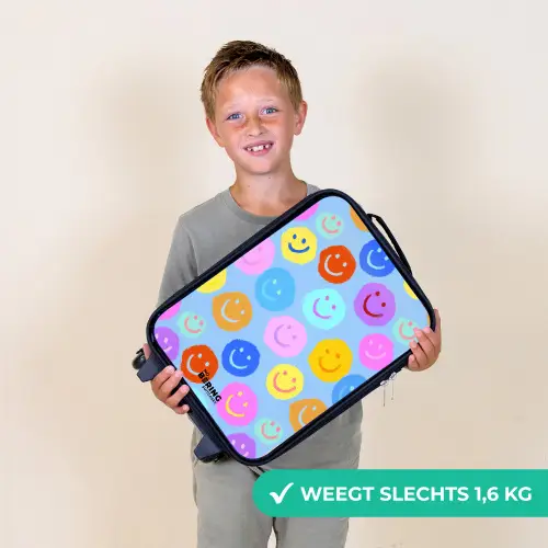 Vrolijk patroon van smileys Kinderkoffer - Zwart klein -sfeer4_NL