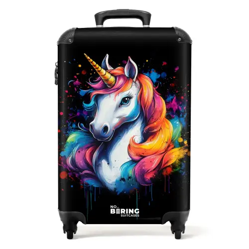 Eenhoorn met kleurrijke graffiti NBS - Handbagage koffer - Kinderen Unisex middel -productfoto_recht