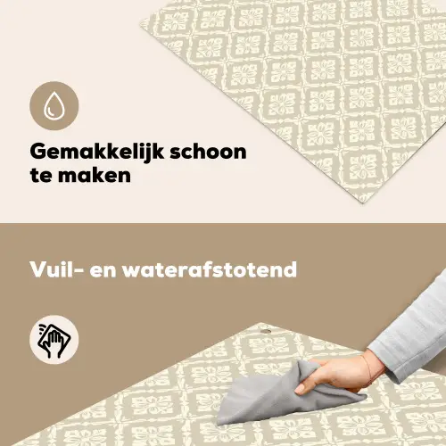 Floraal - Ornament - Beige Inductie beschemer met haakjes klein 777 -ky-schoon-nl