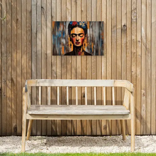 Portret - Vrouw - Bloemen Tuinposter op houten frame 2 cm dik klein -sfeer4