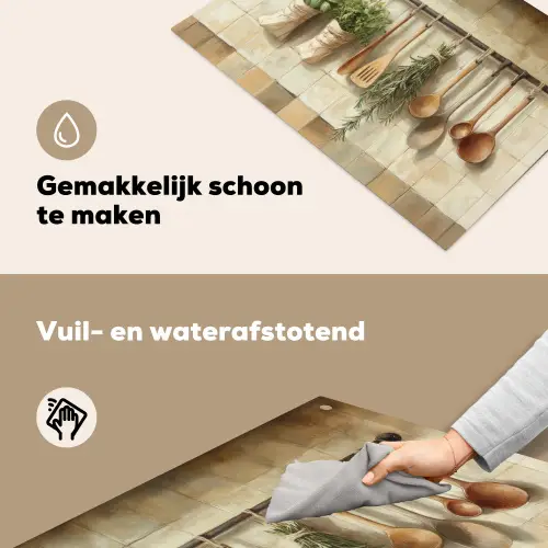 Hout - Keukengerei - Stilleven - Tegels Inductie beschemer met haakjes klein -ky-schoon-nl