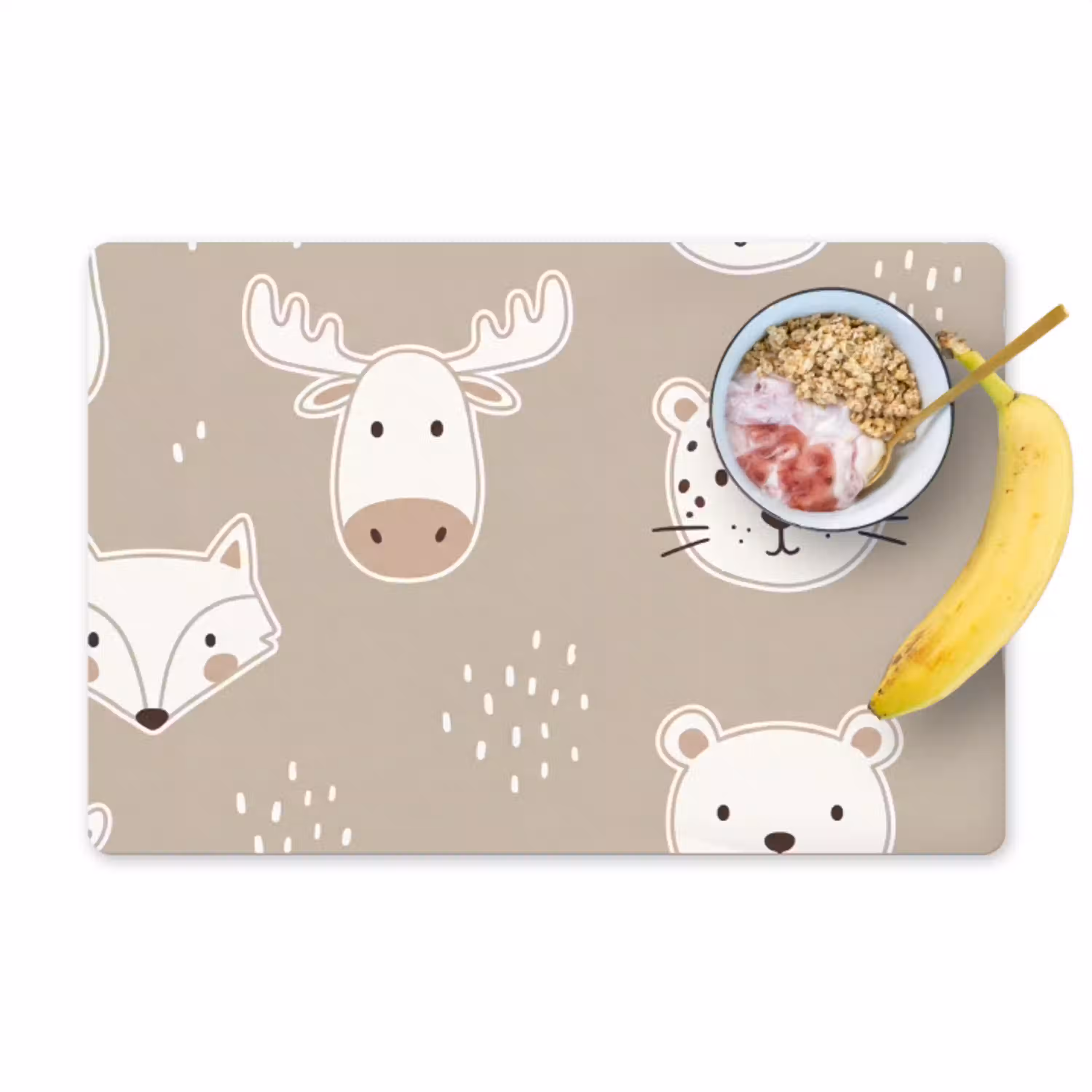 Dieren - Patroon - Illustratie - Modern - Beige Placemat vinyl groot -zzzproduct_Kitchenyeah-website