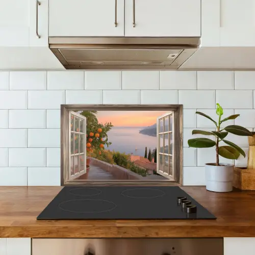 Doorkijk - Uitzicht - Meer - Landschap keuken achterwand spatscherm klein -sfeer2