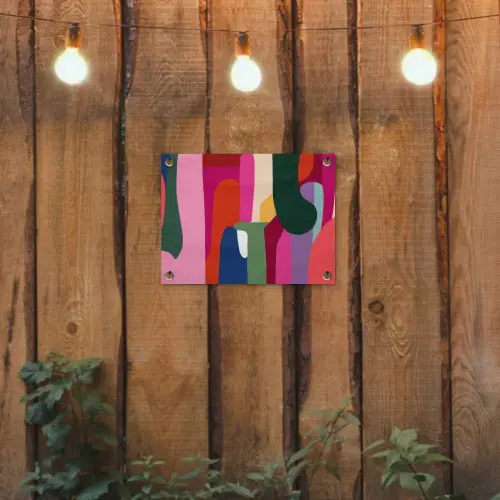 Kleurvakken - Recht - Rond - Abstract tuinposter los doek klein -sfeer1