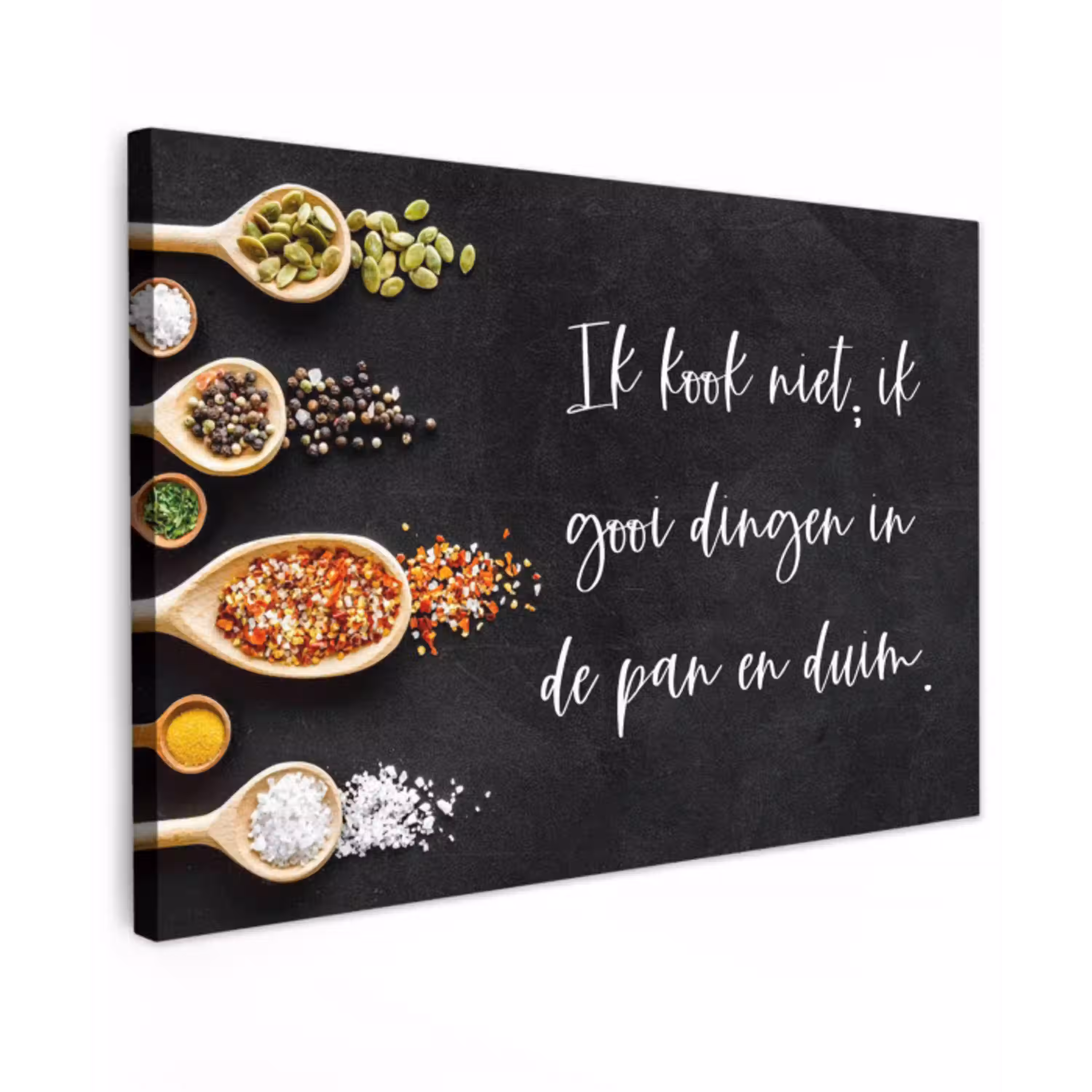 Ik gooi dingen in de pan en duim - Keuken - Quotes - Spreuken - Humor canvas 2cm klein -z3d