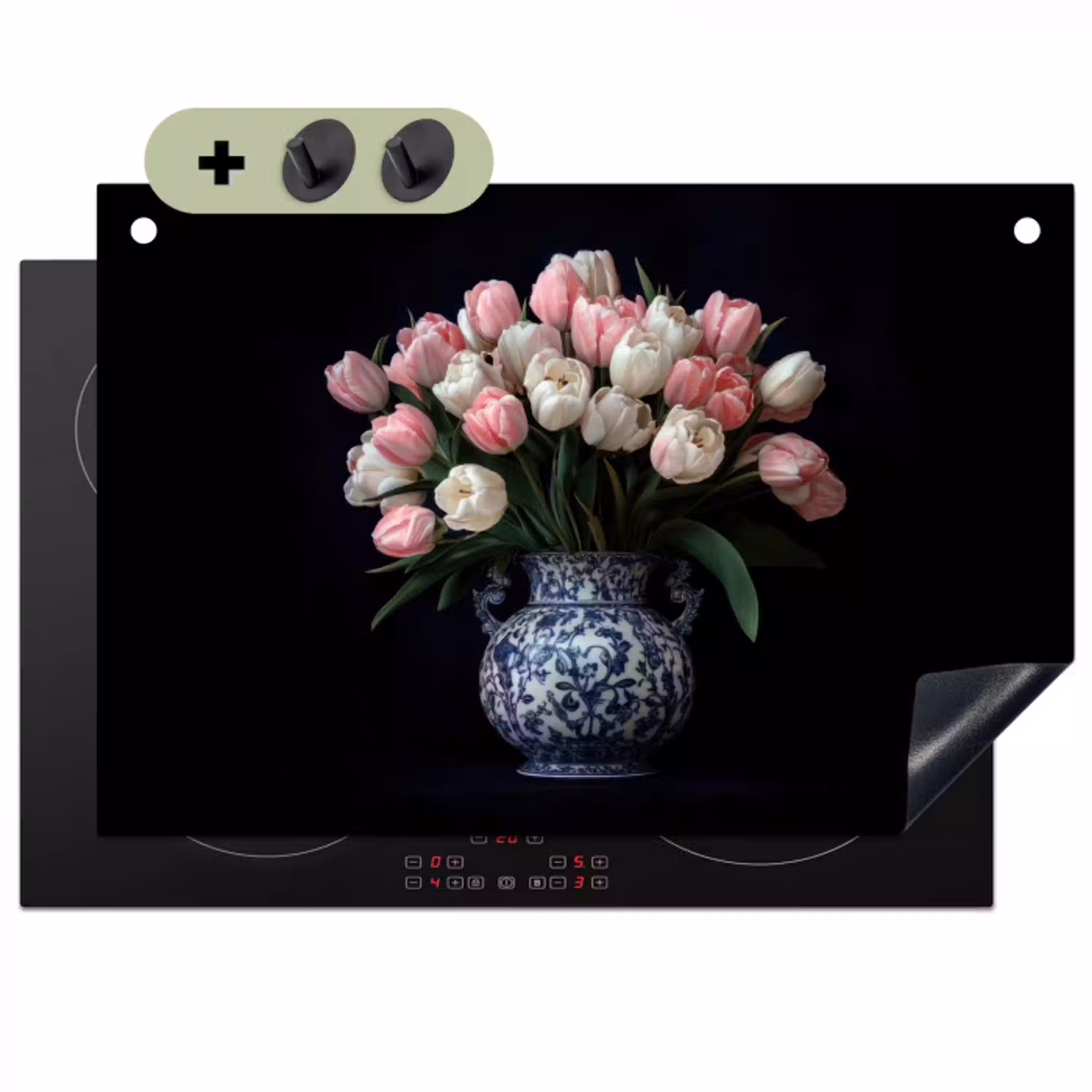 Bloemen - Roze - Tulpen - Vaas Inductie beschemer met haakjes klein -3d