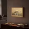 Goud - Abstracte penseelstreken - Moskee Light Box met batterij (Wandlamp) middel -sfeer1
