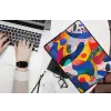 Vormen - Abstract - Stippels - Blauw laptophoes neopreen klein -bureau